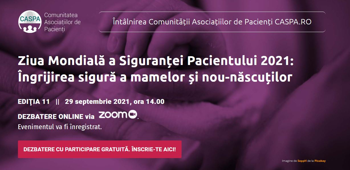 Comunitatea CASPA.ro se întâlnește pe 29 septembrie pentru a vorbi despre “Îngrijirea sigură a mamelor și nou-născuților”