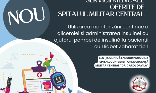 Tratament cu pompă de insulină pentru pacienții cu DZ1, disponibil la Spitalul Militar Central ”Dr. Carol Davila”