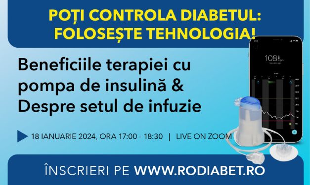 Despre beneficiile terapiei cu pompa de insulină la Ora Pacientului Rodiabet din 18 ianuarie 2024