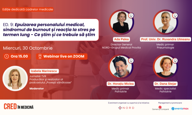 „Epuizarea personalului medical, sindromul de burnout și reacția la stres pe termen lung!” – un nou webinar CRED în Medicină 